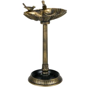 Outsunny 32" Antique Bird Bath with Pedestal Flower Planter Base, Vintage Style Decorative Birdbath, Bird Feeder Bowl & Planter Decoration Yard Statue