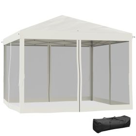 Outsunny 10' x 10' Pop Up Canopy Tent with Netting, Instant Gazebo, Ez up Screen House Room with Carry Bag, Height Adjustable, for Outdoor, Garden