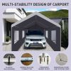 Carport, 10√ó20 Heavy Duty Portable Carport Garage Tent for Outdoor Storage Shelter grey