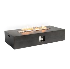 56 Fire Pit Table For Outside, 50,000 BTU Large Rectangular Stone Gas Fire Pit With Lava Rocks  Rain Cover (Option: Dark Gray)