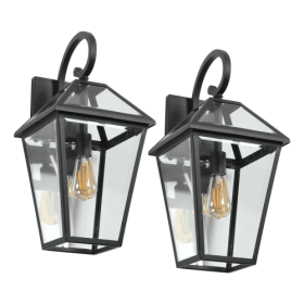 Modern Outdoor Waterproof Wall Lights Support Many Types Of Bulb-2 Packs Unavailable Platform- Temu (Color: Black)