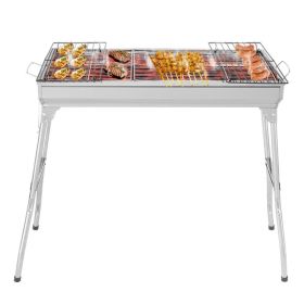 Portable Stainless Steel Grill Standard Configuration (Color: Silver)