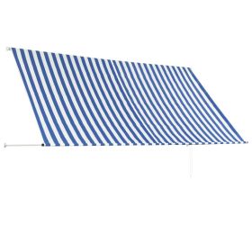 vidaXL Retractable Awning 300x150 cm Blue and White (Option: as picture)