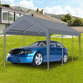 10x20ft Carport Replacement Canopy Cover, Waterproof & UV Protected Tarp With 72 Elastic Buckles Suit For Garage Shelter, Frame Is Not Included,g (Color: Grey)