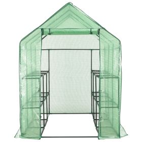 vidaXL Walk-in Greenhouse with 12 Shelves Steel 143x214x196 cm (Option: as picture)