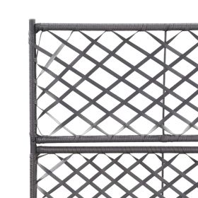 vidaXL Trellis Raised Bed with 2 Pots 58x30x107 cm Poly Rattan Black (Option: as picture)