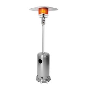 36,000 BTU Outdoor Propane Patio Heater with Stainless Steel Burner and Wheels for Home and Commercial, Black/Silver (Color: Silver, sku: KM3504)