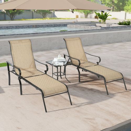 3 Pack Patio Lounge Chair, Outdoor Chaise Lounge with 5 Adjustable Backrest, Sturdy Steel Frame, Sunbathing Recliner, Beach Chair 3 Pack Patio Lounge Chair, Outdoor Chaise Lounge with 5 Adjustable Backrest, Sturdy Steel Frame, Sunbathing Recliner, Beach Chair