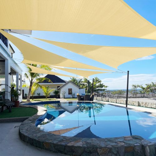 Artpuch Custom Size Beige Sun Shade Sail Triangle Canopy 185 GSM Durable Fabric UV Block Awning for Outdoor Patio Garden Backyard (Customized Ava Artpuch Custom Size Beige Sun Shade Sail Triangle Canopy 185 GSM Durable Fabric UV Block Awning for Outdoor Patio Garden Backyard (Customized Ava