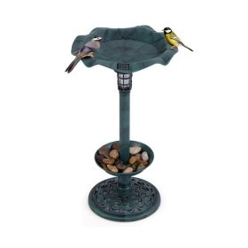 Birdbath with Bird Feeder and Flower Planter for Outdoor Decor (Color: Green, type: bird supplies)