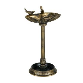 Outdoor Bird Bath Feeder with Flower Planter Base(AMZ Shipping) (Color: bronze, type: bird supplies)