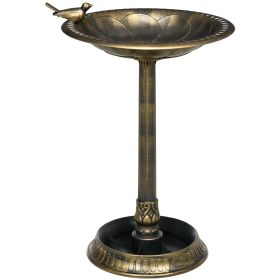 Outsunny 28" Antique Bird Bath with Pedestal Flower Planter Base, Vintage Style Decorative Birdbath & Bird Feeder Bowl, Decoration Yard Statue, Bronze (Color: as Pic)