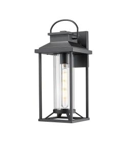 Outdoor Porch Lights, Textured Black Exterior Lighting Fixtures Wall Mount, Modern Outdoor Wall Sconce Lantern for House, Front Porch (Color: as Pic)