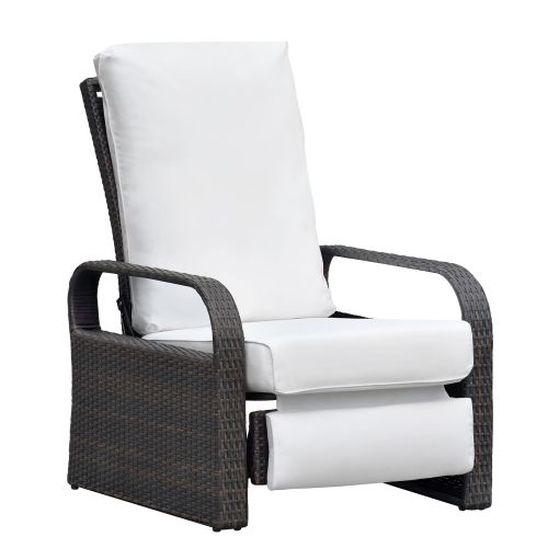 Outdoor Recliner Chair; Automatic Adjustable Wicker Lounge Recliner Chair with 5.12'' Thicken Cushion Outdoor Recliner Chair; Automatic Adjustable Wicker Lounge Recliner Chair with 5.12'' Thicken Cushion